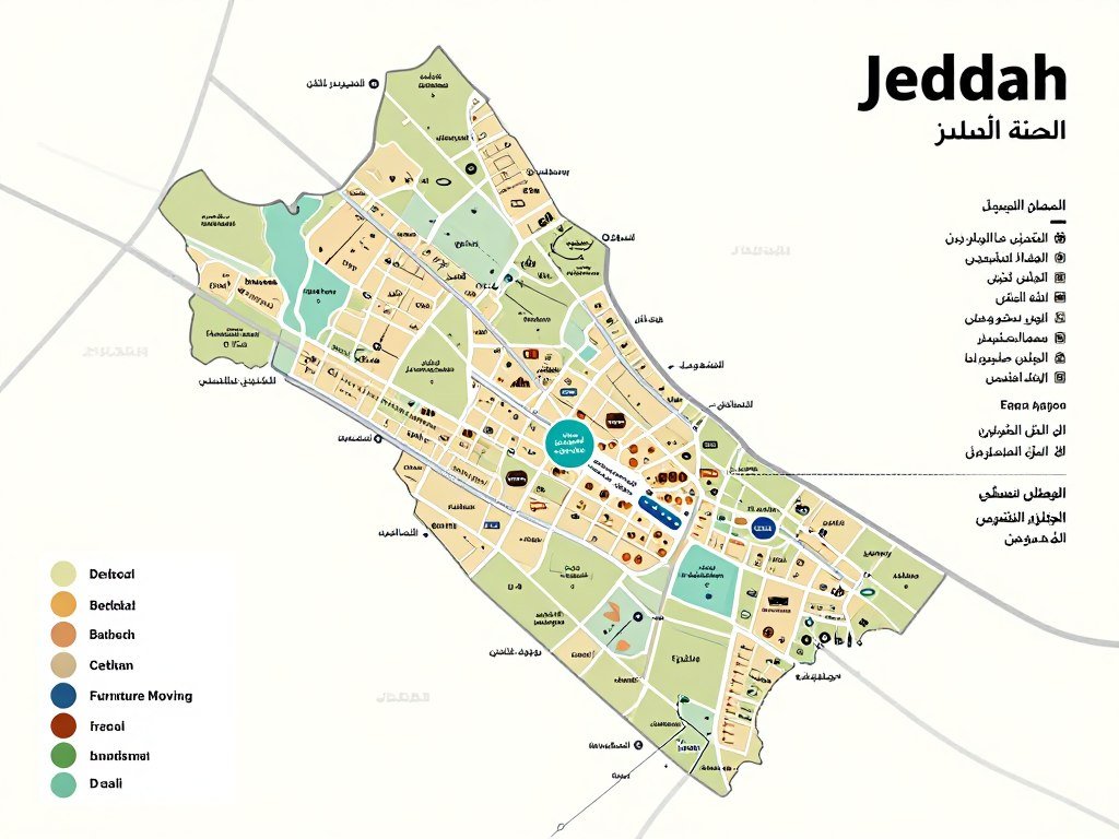 خريطة مناطق خدمة نقل العفش في جدة