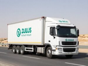 شاحنة نقل عفش كبيرة مجهزة للشحن من جدة إلى الرياض