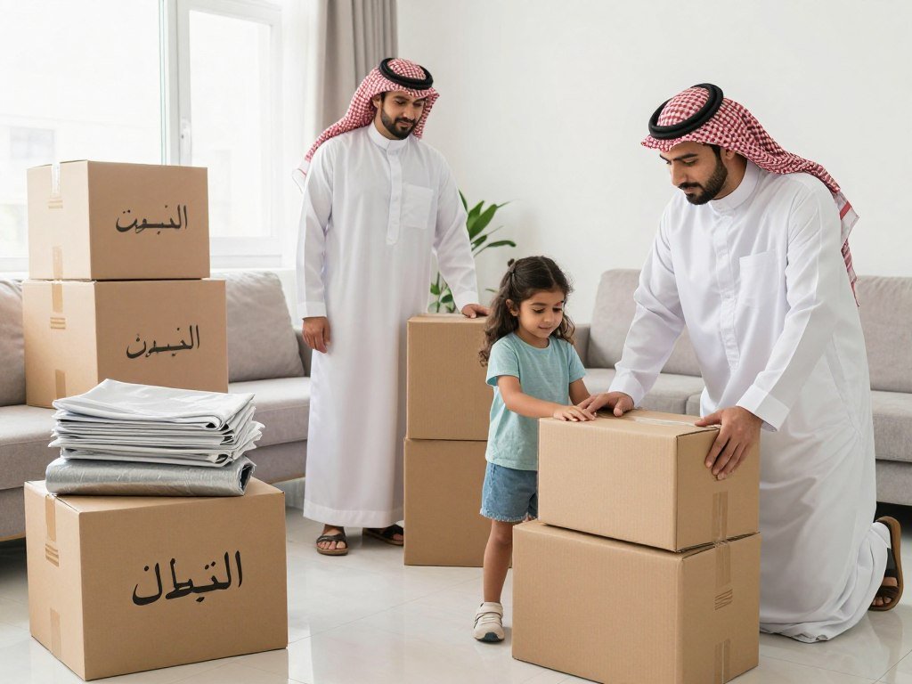 عائلة سعودية تحضر للانتقال وتنظم الصناديق