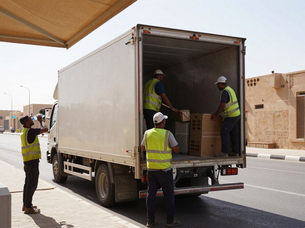عملية نقل عفش في جو حار في جدة